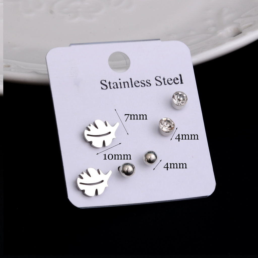 Stainless Steel Earrings Small Cute Butterfly Star Moon Heart Stud Earrings Set Punk Piercing Earing Women&#39;s Minimalist Jewelry - Quid Mart