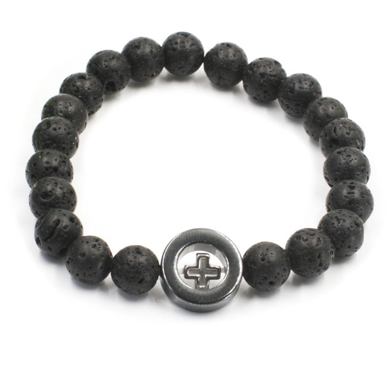 Natural Lava stone beads Healing Balance Chakra charm bracelet 8mm tiger eye bead Tibetan Buddha Prayer Bracelet for women men - Quid Mart