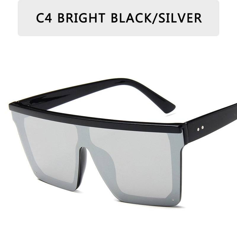 2023 Vintage Flat Top Sunglasses - Black Square UV400 Gradient Shades - Quid Mart