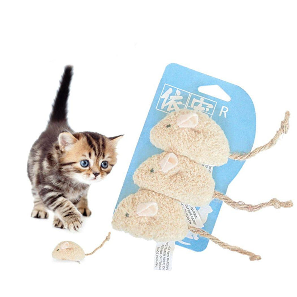 3pcs New Plush Simulation Mouse Cat Toy Plush Mouse Cat Scratch Bite Resistance Interactive Mouse Toy Playing Toy For Cat Kitten - Quid Mart