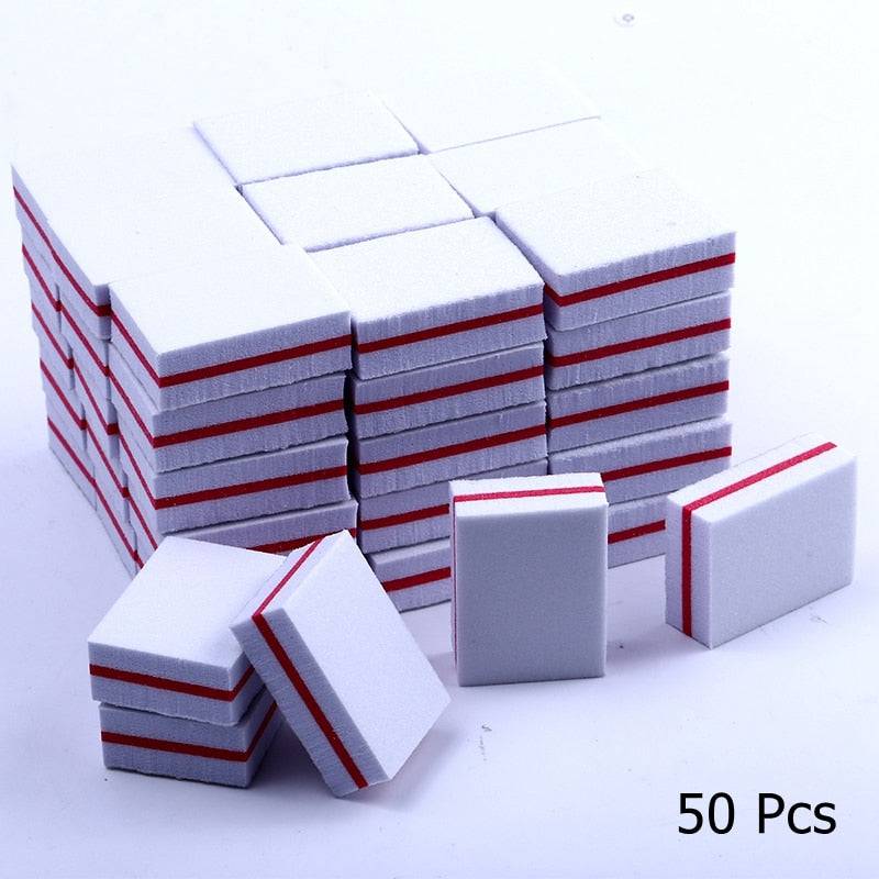 10/25/50pcs lot Double-sided Mini Nail File Blocks Colorful Sponge Nail Polish Sanding Buffer Strips Polishing Manicure Tools - Quid Mart