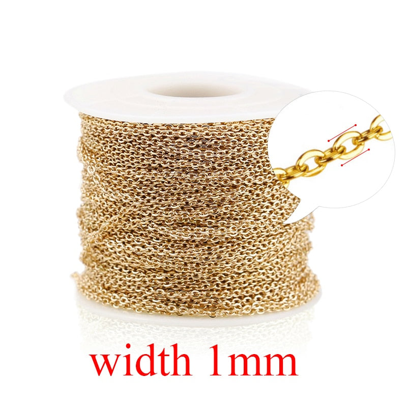 2m Stainless Steel Cable Rose Gold Chain Silver Chains Necklace for Diy Jewelry Making Supplies Bulk Items Wholesale Lots Rope - Quid Mart