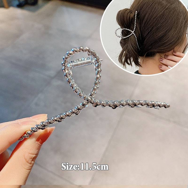 New Fashion Hair Claw Barrettes - Metal Geometric Design - Quid Mart