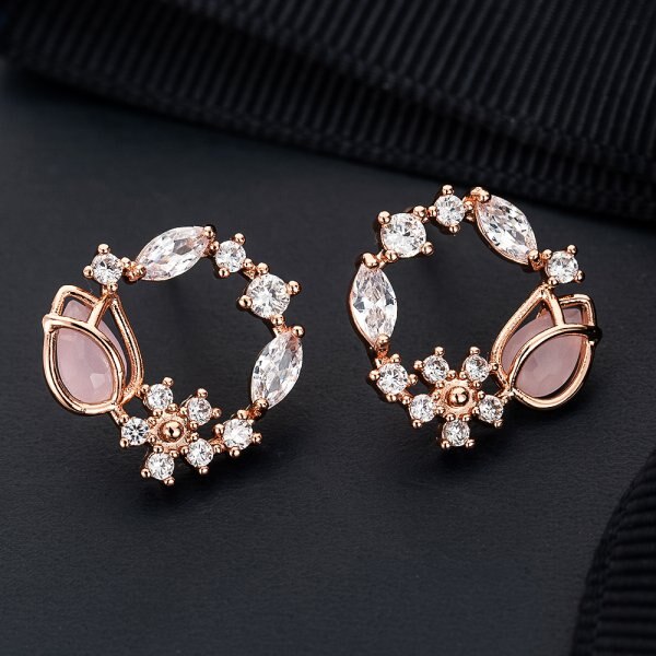 New Korea Sweet Cute Flower Crystal Temperament Geometric Shiny Zircon Earrings Statement Earrings for Women Girl Pendientes - Quid Mart