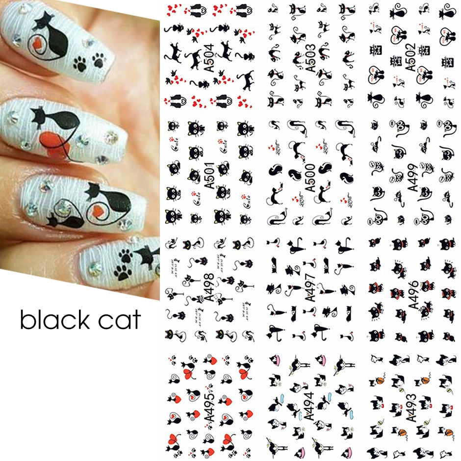 12pcs Valentines Manicure Love Letter Flower Sliders for Nails Inscriptions Nail Art Decoration Water Sticker Tips GLBN1489-1500 - Quid Mart