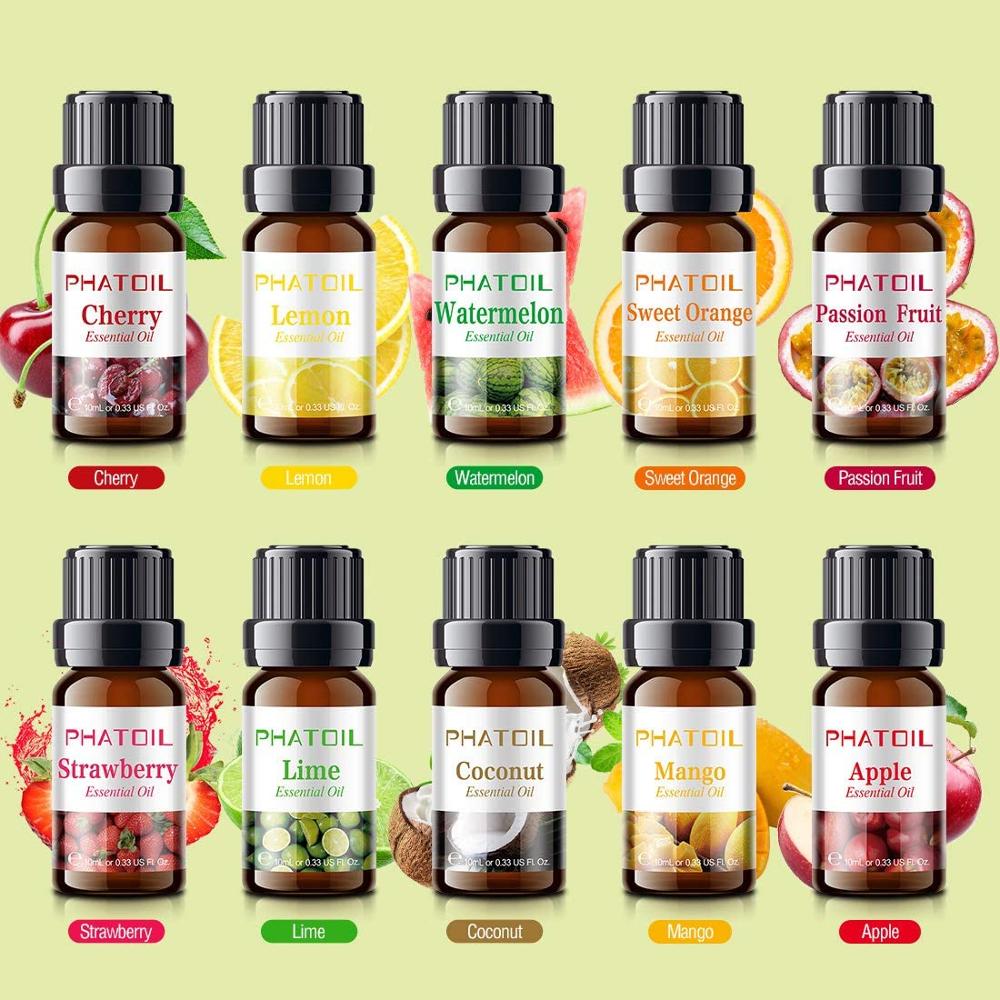 10pcs Fruit Fragrance Essential Oils Gift Set Strawberry Mango Watermelon Passion Fruit Coconut Flavoring Oil for Candle Making - Quid Mart