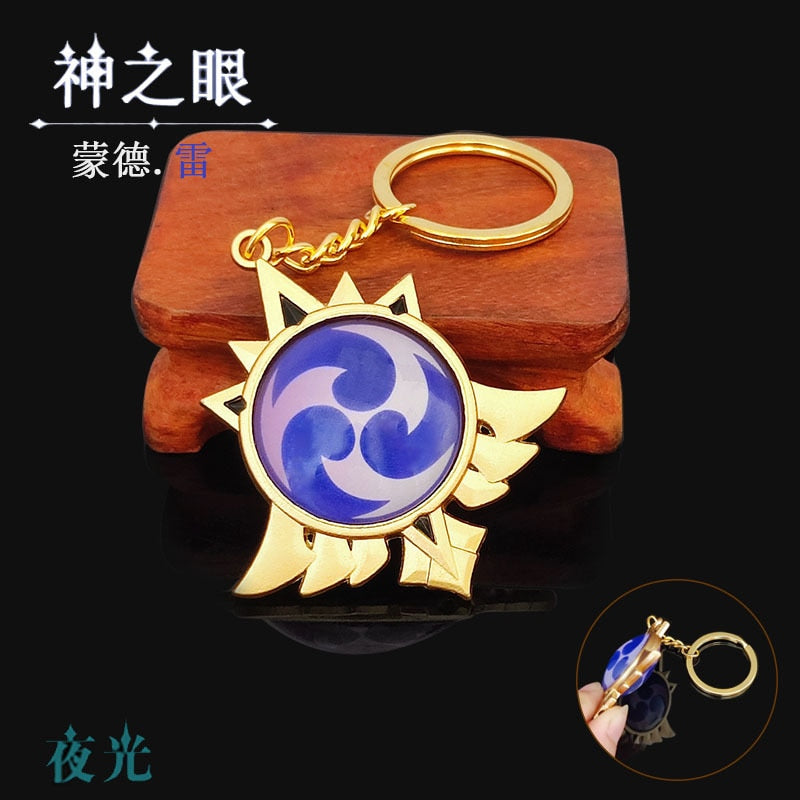 Game Genshin Impact Vision Lnazuma Ganyu Keqing Wendi Xiao Keychain Luminous 7 Element Weapons Eye Of Original God Toy KeyRing - Quid Mart