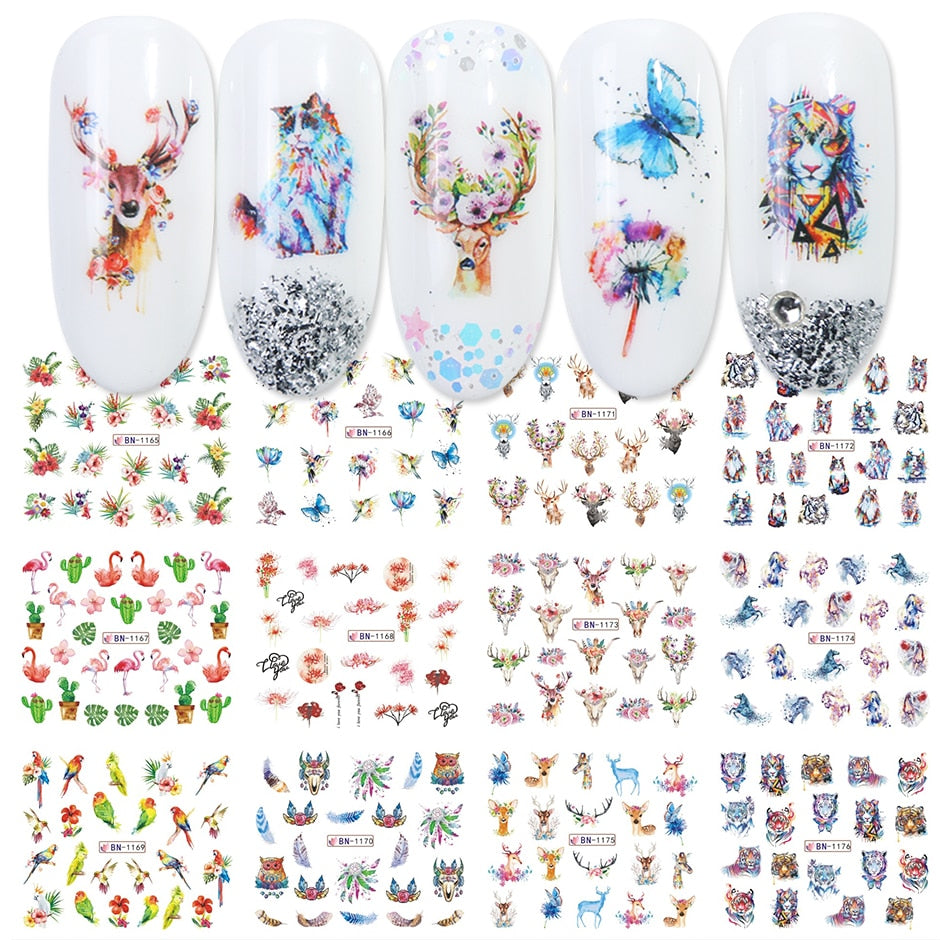 12pcs Valentines Manicure Love Letter Flower Sliders for Nails Inscriptions Nail Art Decoration Water Sticker Tips GLBN1489-1500 - Quid Mart