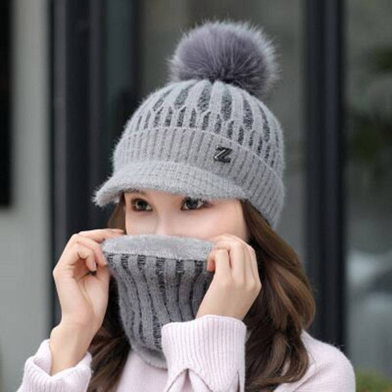 Women's Winter Knitted Z Letter Beanie Hat - Thick, Warm, and Stylish - Quid Mart