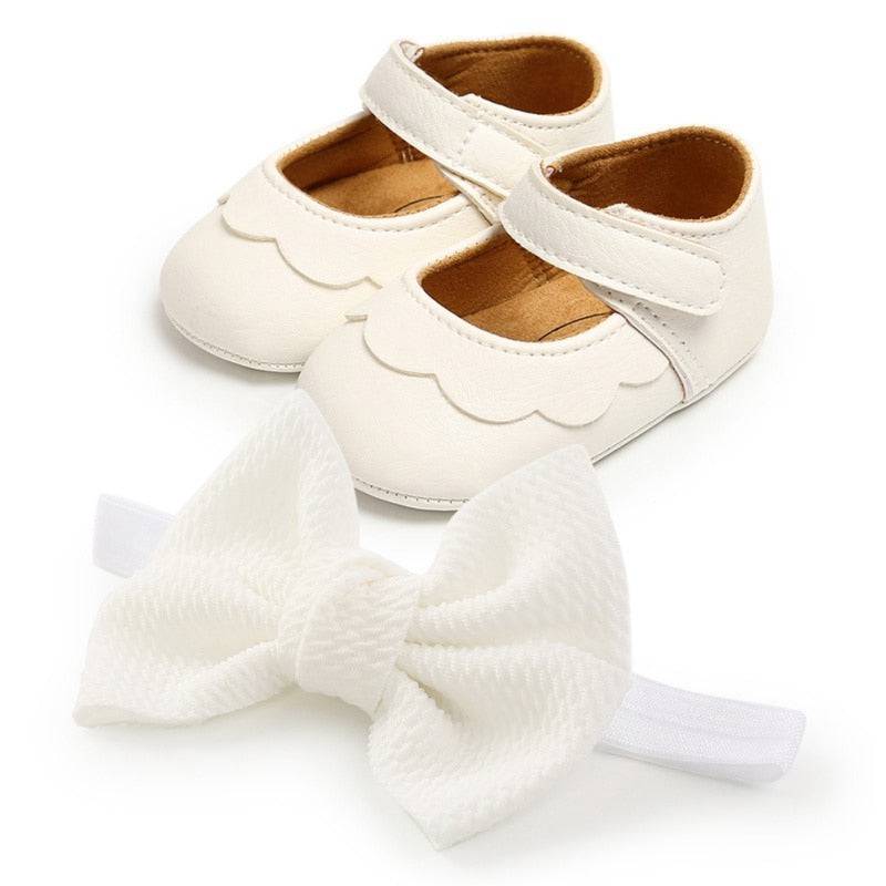 Sequins Baby Shoes: Leather Toddler First Walkers and Headband - Quid Mart