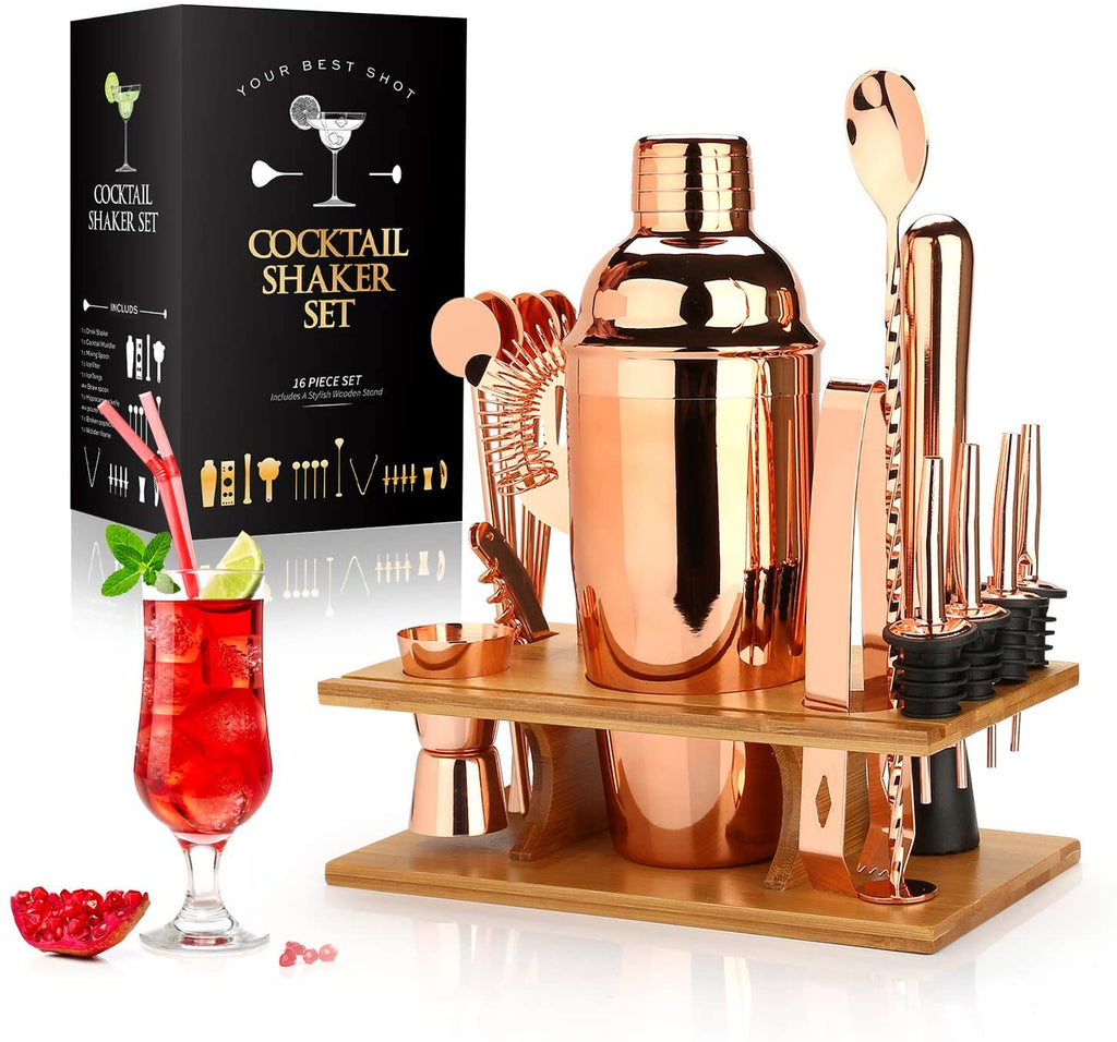 Cocktail Shaker Making Set,16pcs Bartender Kit For Mixer Wine Martini, Stainless Steel Bars Tool, Home Drink Party Accessories - Quid Mart