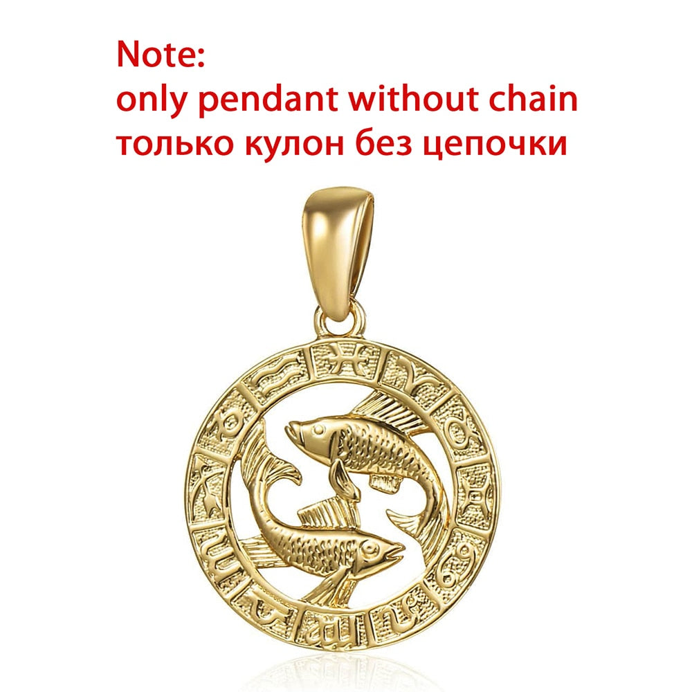 12 Zodiac Sign Constellations Pendants Necklaces For Women Men 585 Rose Gold Color Male Jewelry Fashion Birthday Gifts GPM16 - Quid Mart