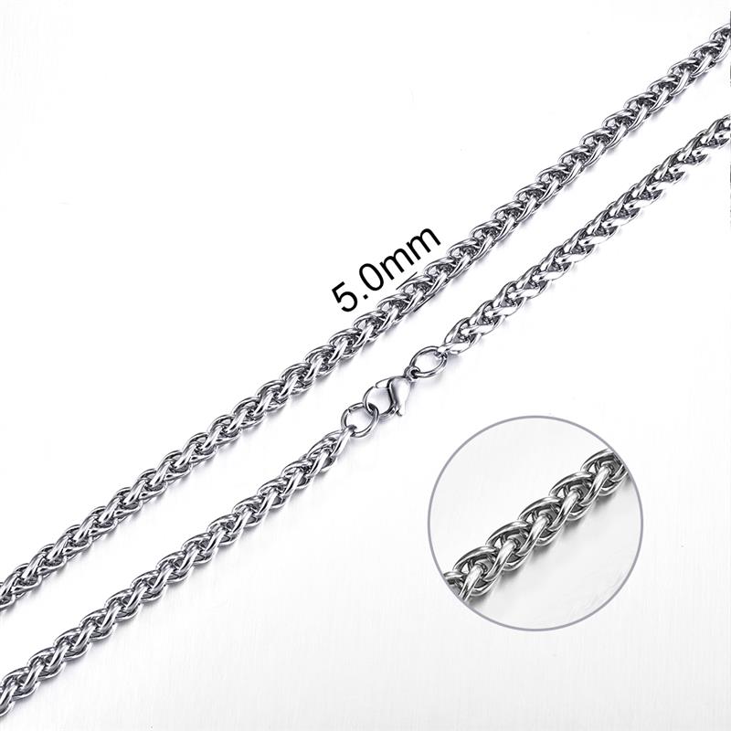 Jiayiqi 2mm-7mm Rope Chain Necklace Stainless Steel Never Fade Waterproof Choker Men Women Jewelry Silver Color Chains Gift - Quid Mart
