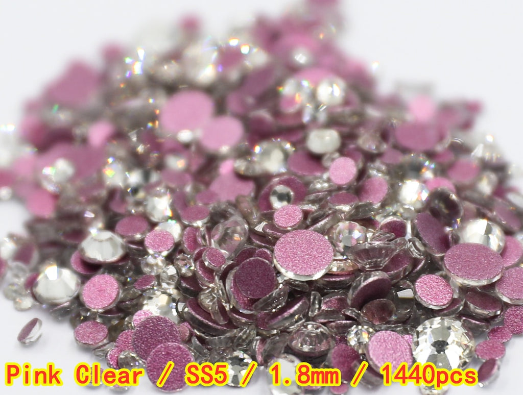 SS3-ss8 1440pcs Clear Crystal AB gold 3D Non HotFix FlatBack Nail Art Rhinestones Decorations Shoes And Dancing Decoration - Quid Mart