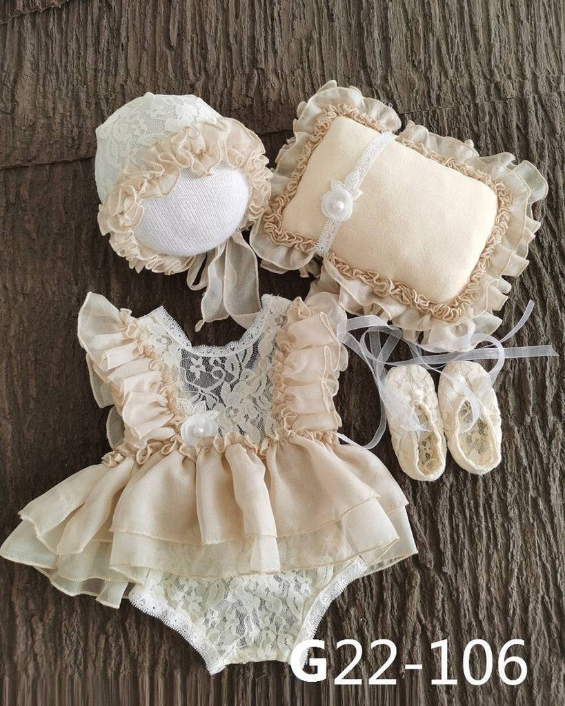 Newborn Baby Photo Props: Lace Romper & Hat Set - Quid Mart