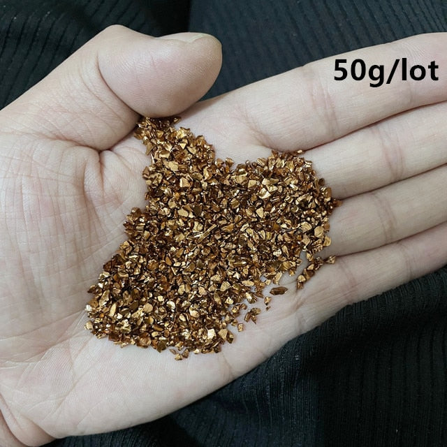 20/50g Fake Gold Stone Flakes Metallized Glass Beads For Resin Mold Filler Nail Art Crafts Diy Jewelry Making Mold Filling Tools - Quid Mart