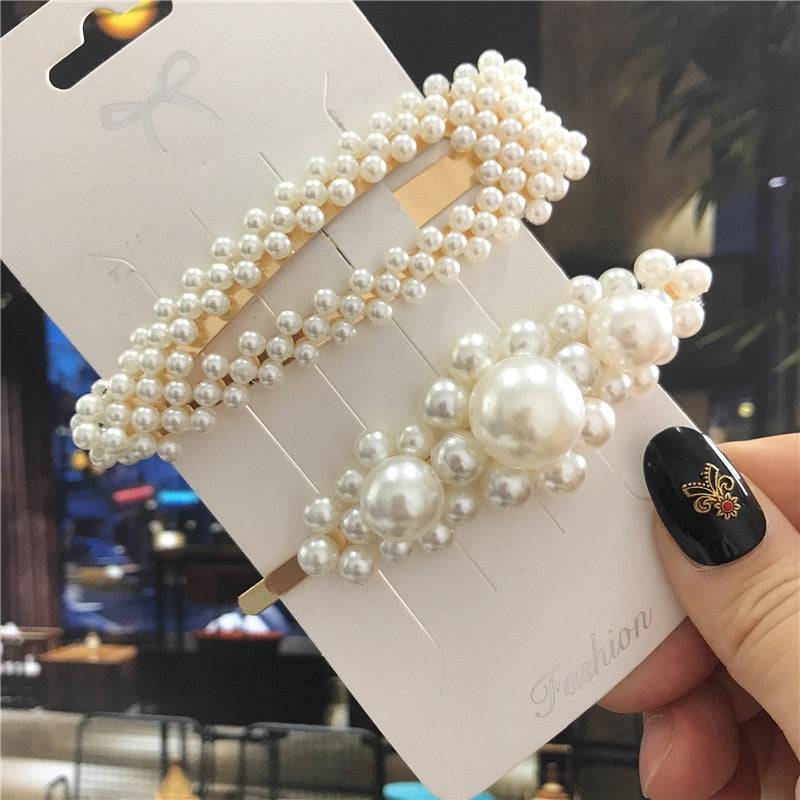 Handmade Pearls Hair Clips Set - Women's Fashion Barrettes - Quid Mart