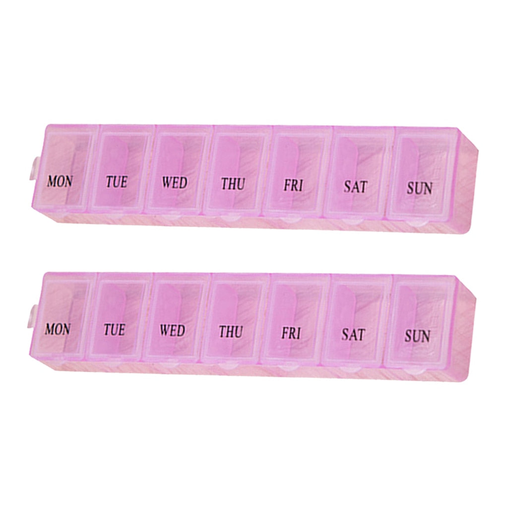 2Pcs/set Pill Case Plastic 7 Days Tablet Candy Box Portable Storage Tablet Holder Travel Organizer Pill Dispenser Container - Quid Mart