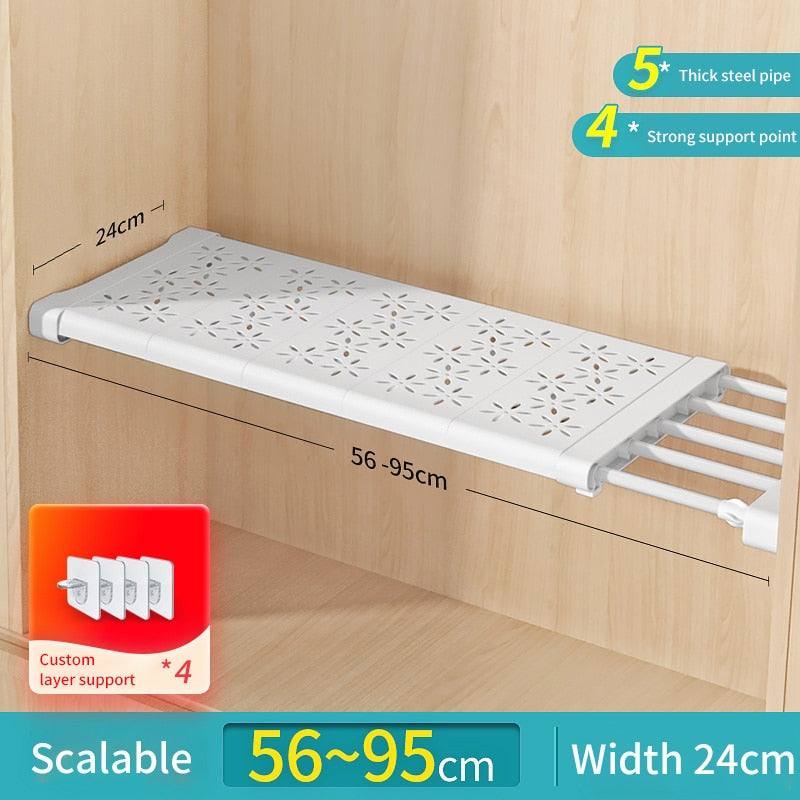 Joybos Cloths Shelves Closet Wardrobe Organizers Storage Shelves Racks Telescopic Shelves Wall Mounted Racks - Quid Mart