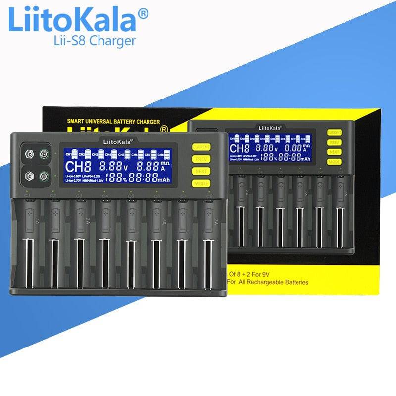 LiitoKala Lii-500 Lii-600 Lii-S8 Lii-PD4 Lii-PD2 LCD 3.7V/1.2V 18650/26650/16340/14500/18500 Battery Charger with screen - Quid Mart