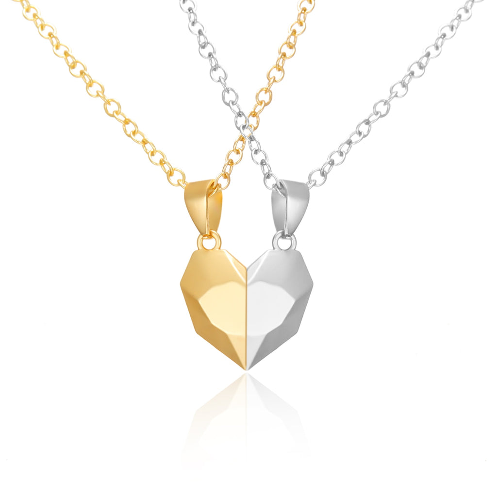 2Pcs/Lot Magnetic Couple Necklace Friendship Heart Pendant Distance Faceted Charm Necklace Women Valentine&#39;s Day Gift 2021 - Quid Mart
