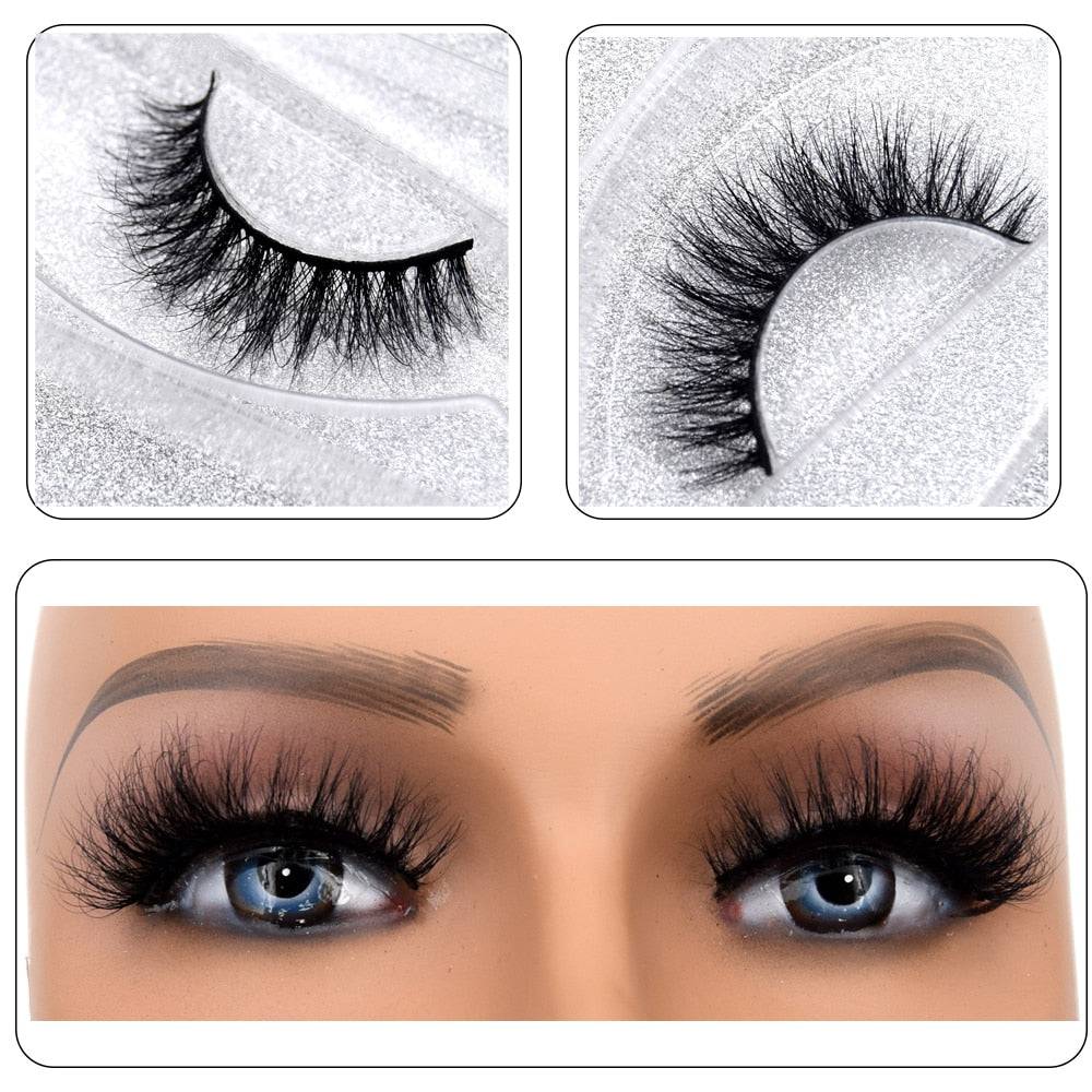 3D Real Mink False Eyelash Strip Mink Lashes Thick Fake False Eyelashes Makeup Beauty Handmade 100% Glitter Packing D101 - Quid Mart