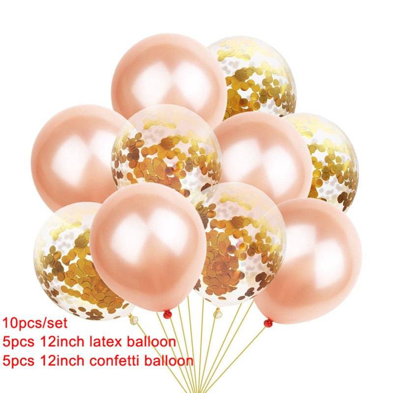10pcs Multi Rose Gold Heart Foil Balloons Helium Balloon Kids Birthday Party Decorations Wedding Balloons Baby Shower Supplies - Quid Mart