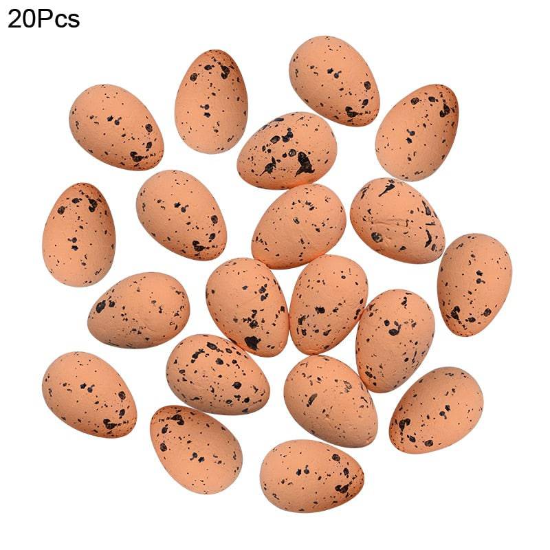 20/50Pcs Foam Easter Eggs Happy Easter Decorations Painted Bird Pigeon Eggs DIY Craft Kids Gift Favor Home Decor Easter Party - Quid Mart