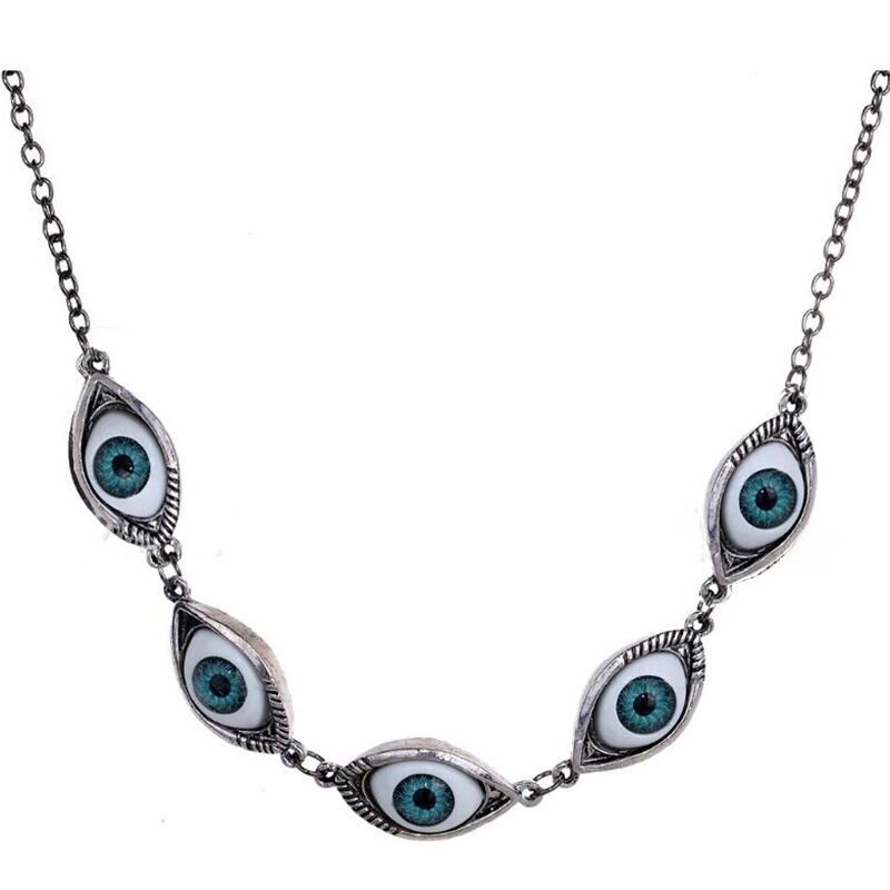 Gothic Kpop Turkish Punk Evil Eye Necklace Pendant For Women Eyeball Brambles Connect Multiple Dense Choker Hip Hop Jewelry Gift - Quid Mart