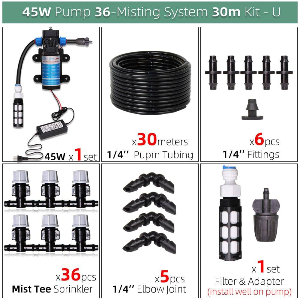 MUCIAKIE 50M-5M DIY Drip Irrigation System Automatic Watering Garden Hose Micro Drip Watering Kits with Adjustable Drippers - Quid Mart
