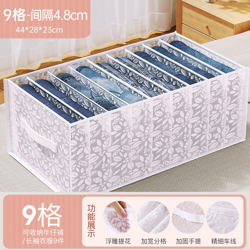 Sweater Clothes Storage Grid Boxes Student Dormitory Wardrobe Closet Drawer Organizer T-shirt Pants Clothing Separation Box - Quid Mart