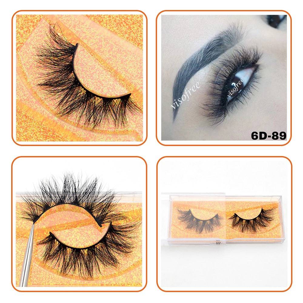 3D Real Mink False Eyelash Strip Mink Lashes Thick Fake False Eyelashes Makeup Beauty Handmade 100% Glitter Packing D101 - Quid Mart