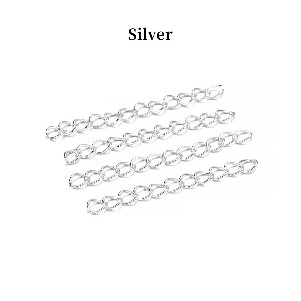 100pcs/lot 50mm 70mm  Necklace Extension Chain Bulk Bracelet Extended Chains Tail Extender For DIY Jewelry Making Findings - Quid Mart