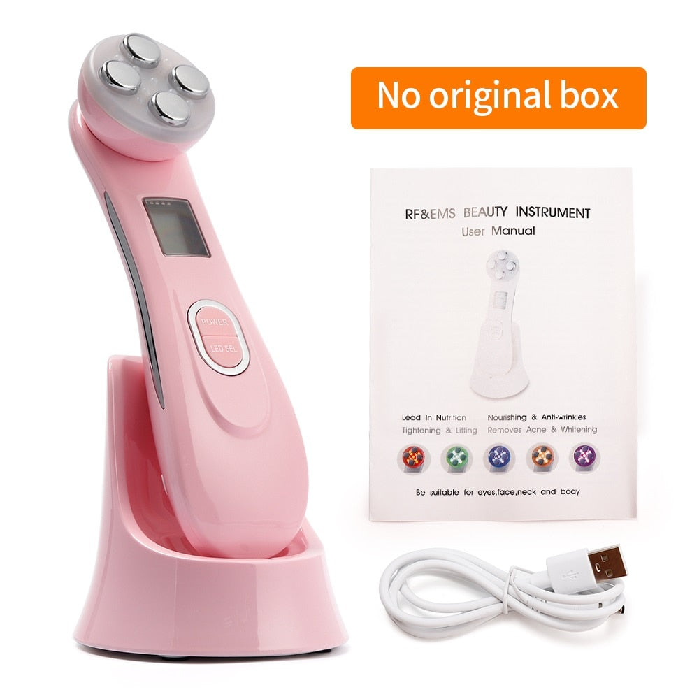 Facial Mesotherapy Electroporation RF Radio Frequency LED Photon Face Lifting Tighten Wrinkle Removal Skin Care Face Massager - Quid Mart