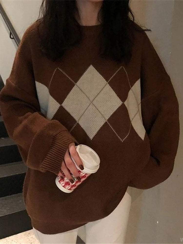 Oversized Women's Winter Sweater, Korean College Style - Quid Mart