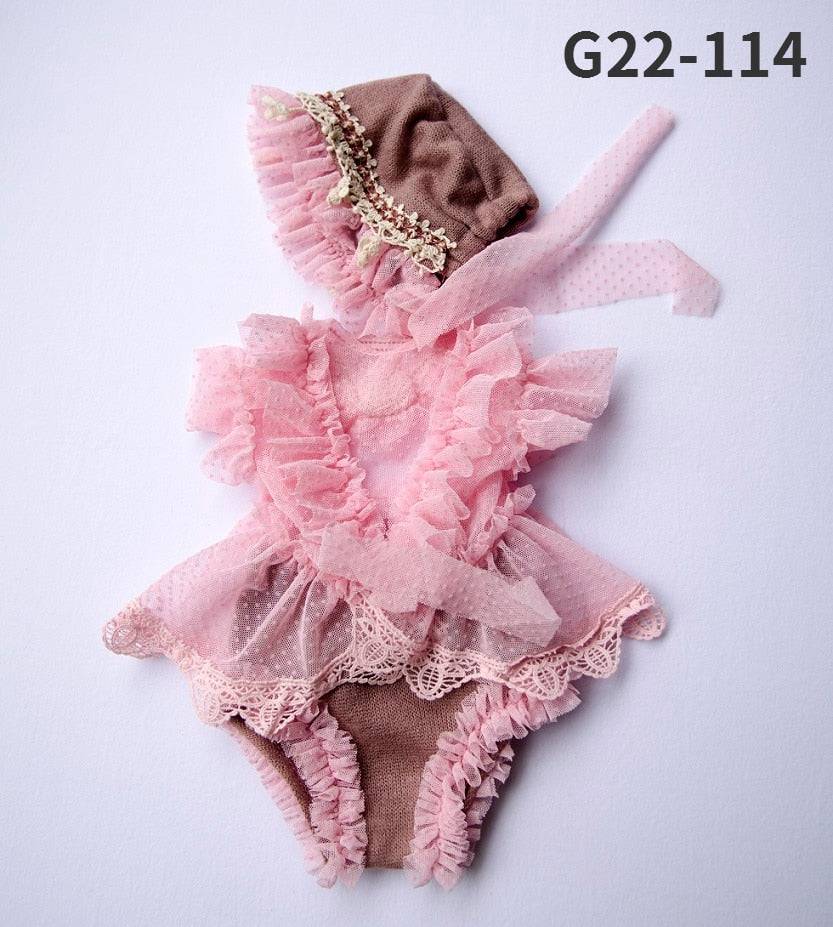 Newborn Baby Photo Props: Lace Romper & Hat Set - Quid Mart