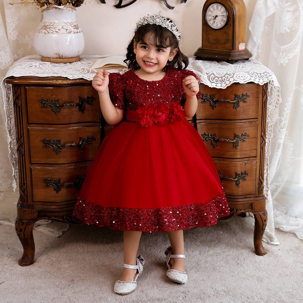 Infant Sequin Bow Baptism Dress - Christening & Birthday Gown - Quid Mart