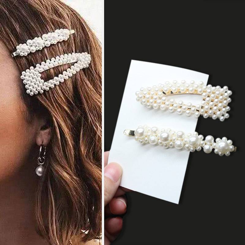 Handmade Pearls Hair Clips Set - Women's Fashion Barrettes - Quid Mart