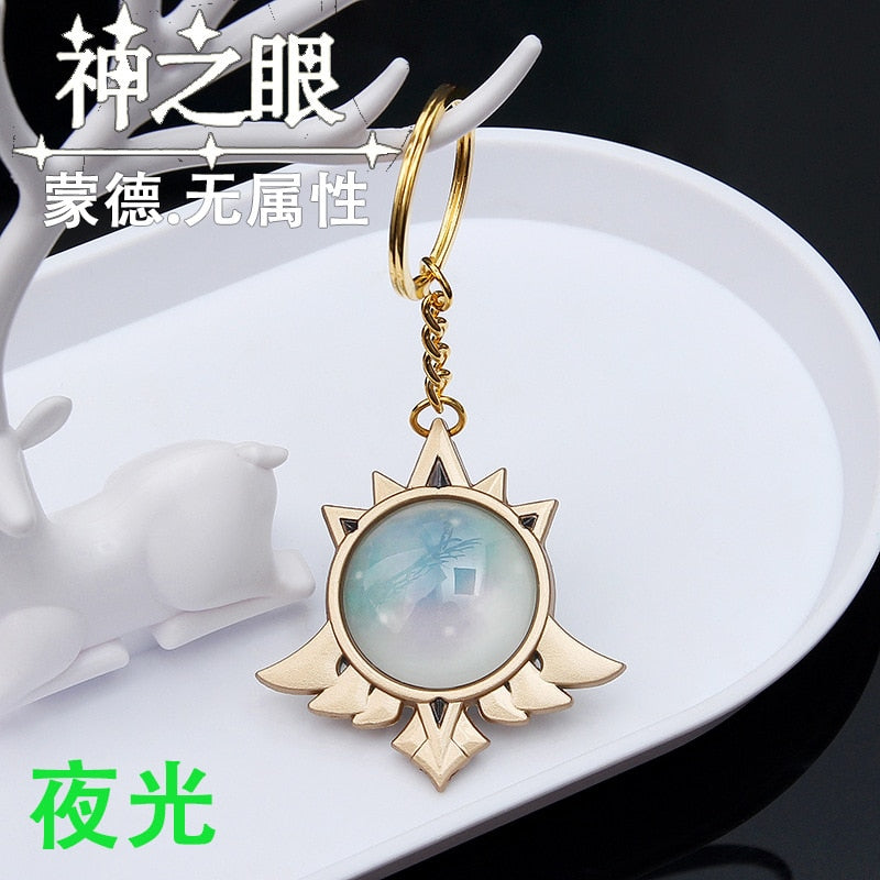 Game Genshin Impact Vision Lnazuma Ganyu Keqing Wendi Xiao Keychain Luminous 7 Element Weapons Eye Of Original God Toy KeyRing - Quid Mart