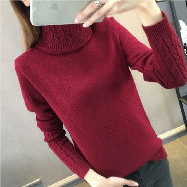 2023 Women's Turtleneck Sweater: Autumn-Winter, Khaki - Quid Mart