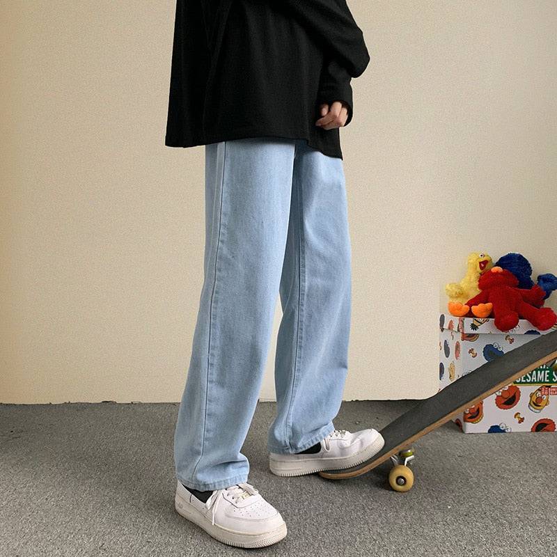 New Streetwear Baggy Jeans for Men - Loose Straight Wide Leg Pants - Quid Mart