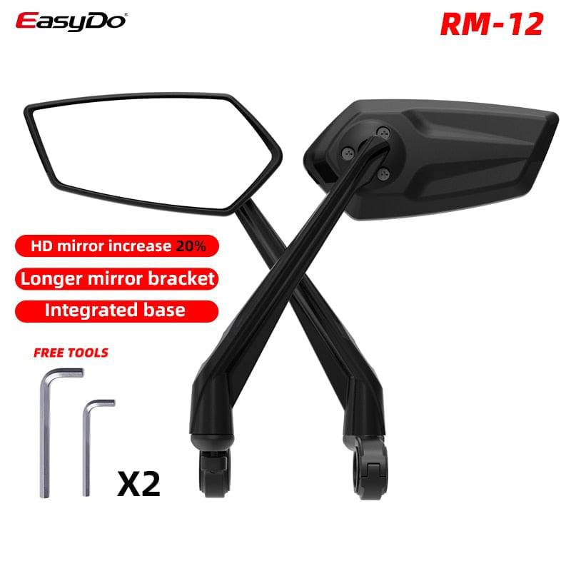 EasyDo Bicycle Handlebar Rear View Mirror Bike Cycling Wide Range Back Sight Reflector Adjustable Left Scooter E Bike Mirror - Quid Mart