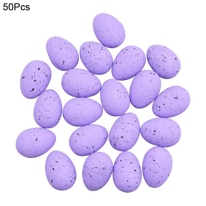 20/50Pcs Foam Easter Eggs Happy Easter Decorations Painted Bird Pigeon Eggs DIY Craft Kids Gift Favor Home Decor Easter Party - Quid Mart