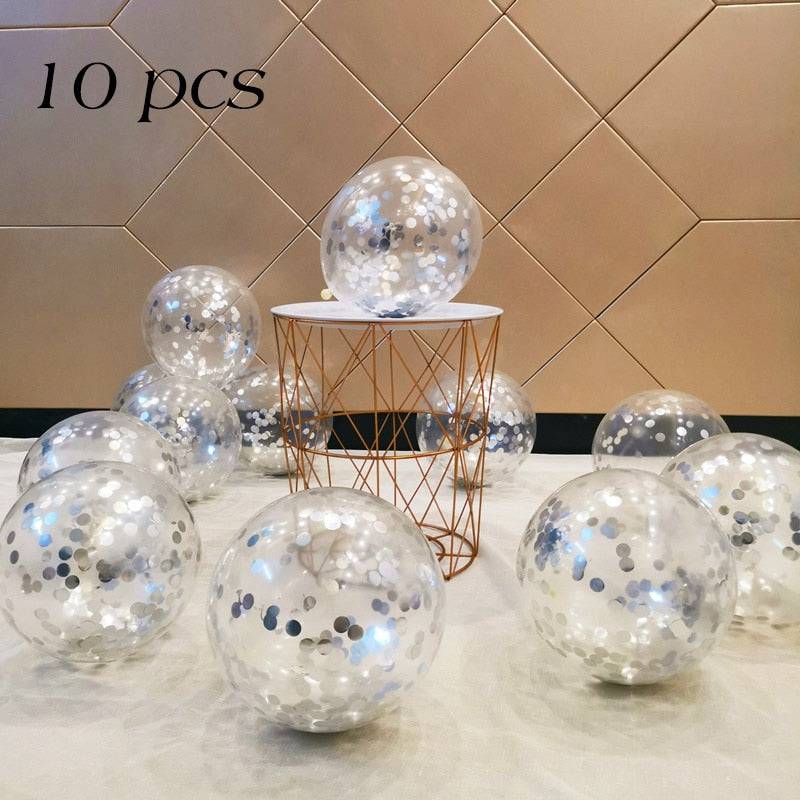 10/20 Star Confetti Balloons Metallic Confetti Latex Transparent Ballon Baby Shower Birthday Party Wedding Decoration Ball Globo - Quid Mart