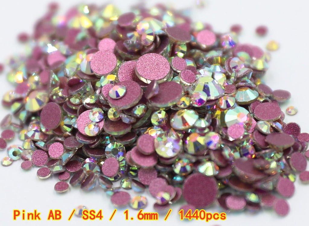 SS3-ss8 1440pcs Clear Crystal AB gold 3D Non HotFix FlatBack Nail Art Rhinestones Decorations Shoes And Dancing Decoration - Quid Mart