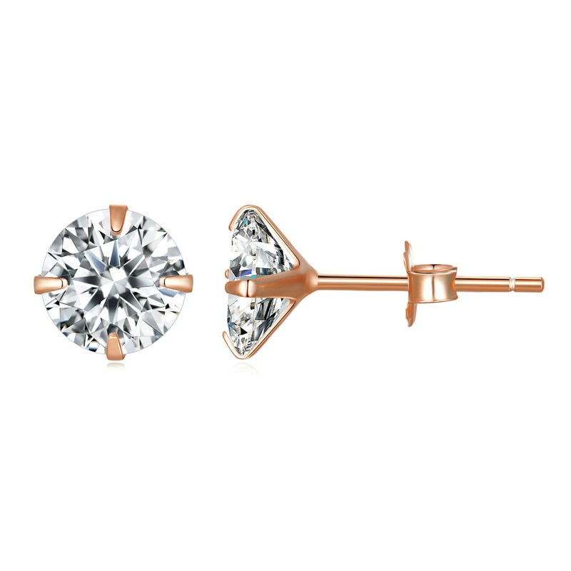 bamoer CZ Stud Earrings 925 Sterling Silver Platinum Plated Round Cubic Zirconia Hypoallergenic Earrings 4mm 5mm 6mm 7mm BSE166 - Quid Mart