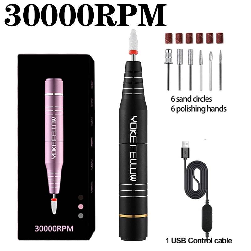 35000RPM Electric Manicure Machine USB Nail Drill For Acrylic Nail Gel Polish Professional E-file Milling Nail Files Salon Tool - Quid Mart