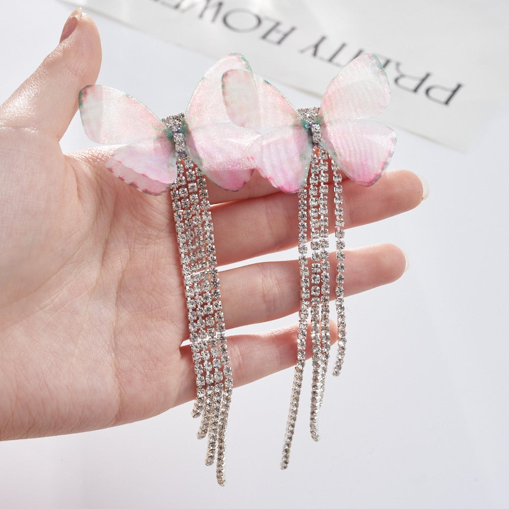 New Luxury Rhinestone Crystal Long Tassel Earrings for Women Bridal Drop Dangling Earrings Party Wedding Jewelry Gifts - Quid Mart