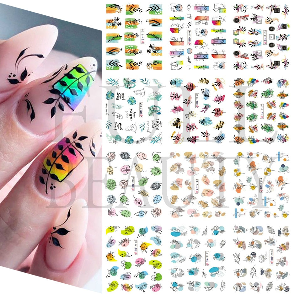 12pcs Valentines Manicure Love Letter Flower Sliders for Nails Inscriptions Nail Art Decoration Water Sticker Tips GLBN1489-1500 - Quid Mart