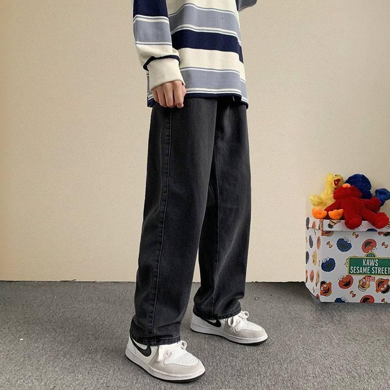 New Streetwear Baggy Jeans for Men - Loose Straight Wide Leg Pants - Quid Mart